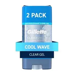 Gillette Antiperspirant Deodorant for Men, Clear Gel, Cool Wave, 72 Hours Sweat Protection - 3.8oz/2 Pack