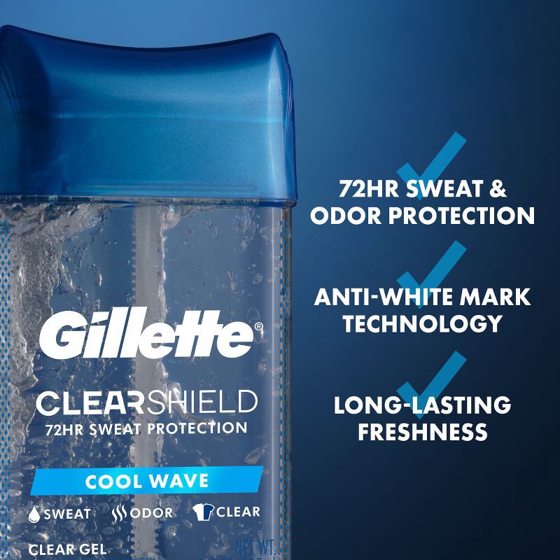 slide 5 of 12, Gillette Clear Gel Antiperspirant Deodorant for Men - Cool Wave - 3.8oz, 3.8 oz