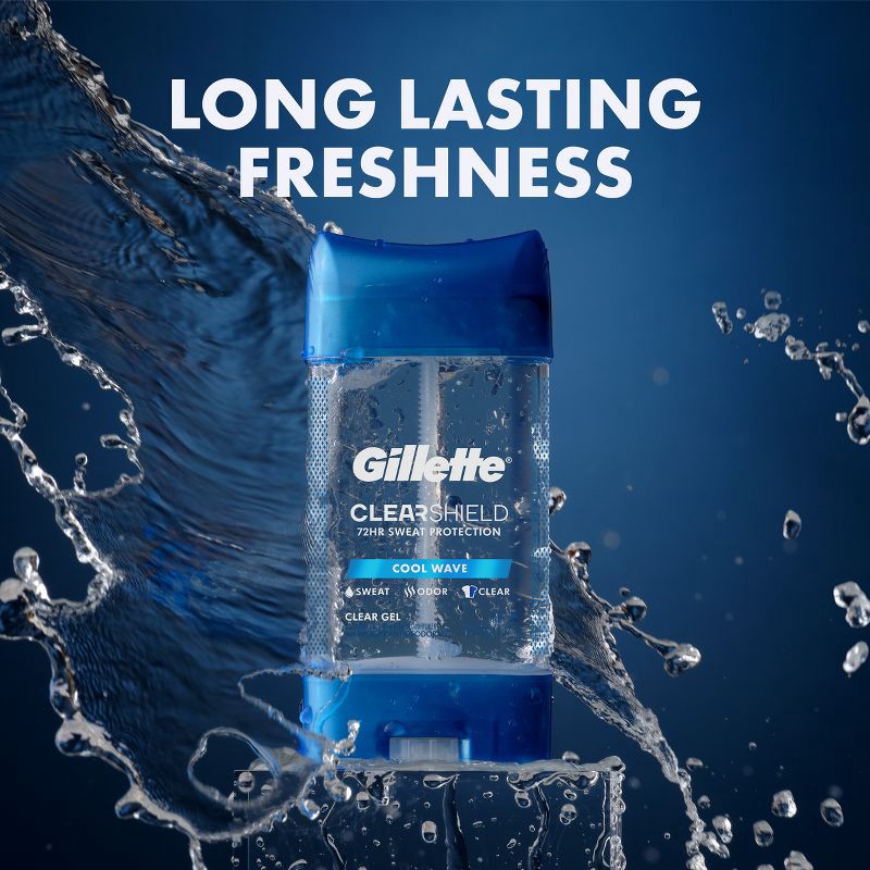 slide 7 of 12, Gillette Clear Gel Antiperspirant Deodorant for Men - Cool Wave - 3.8oz, 3.8 oz