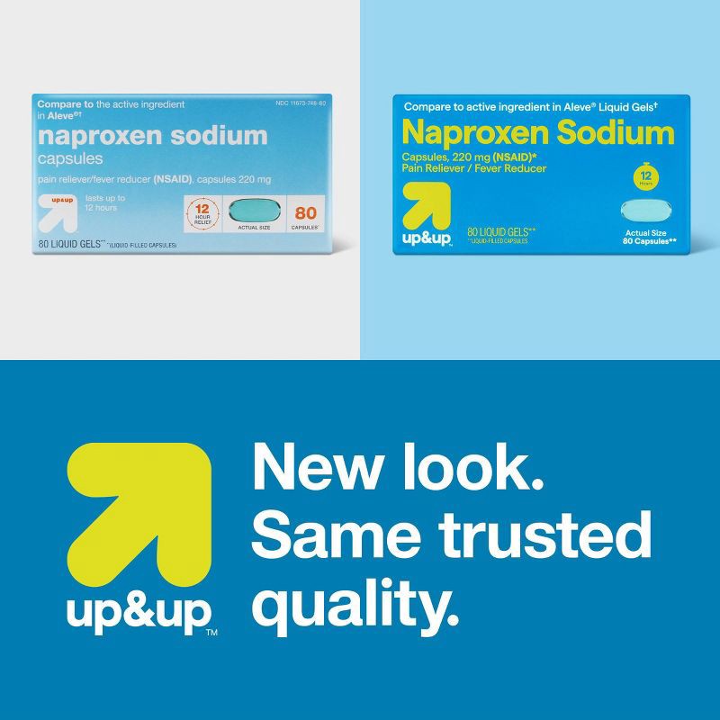 slide 4 of 4, Naproxen Sodium (NSAID) Pain Reliever/Fever Reducer Liquid Gels - 80ct - up&up™, 80 ct