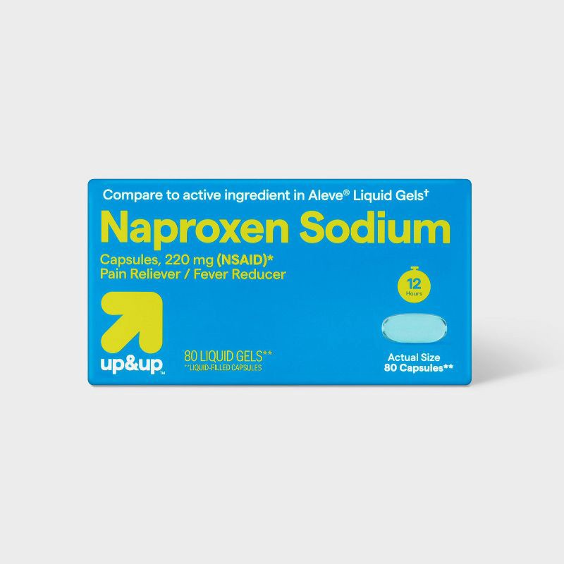 slide 1 of 4, Naproxen Sodium (NSAID) Pain Reliever/Fever Reducer Liquid Gels - 80ct - up&up™, 80 ct