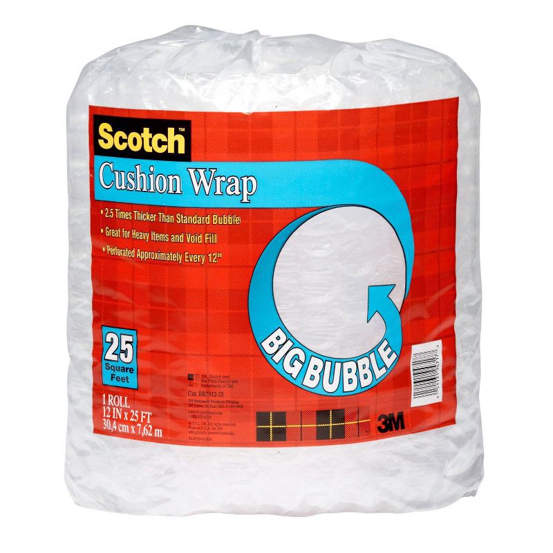 slide 1 of 10, Scotch Big Bubble Cushion Wrap 12" x 25', 1 ct