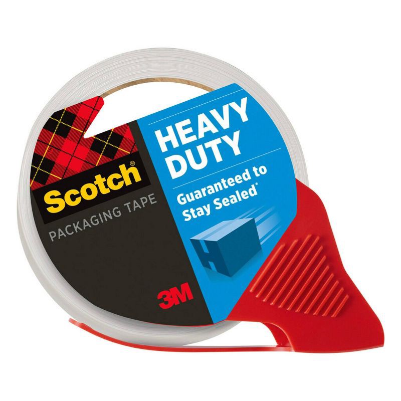 slide 1 of 15, Scotch Heavy Duty Shipping Packing Tape, Strong Seal on All Box Types, 1.88 in. x 54.6 yd., 1 Tape Roll with Dispenser, 1 ct