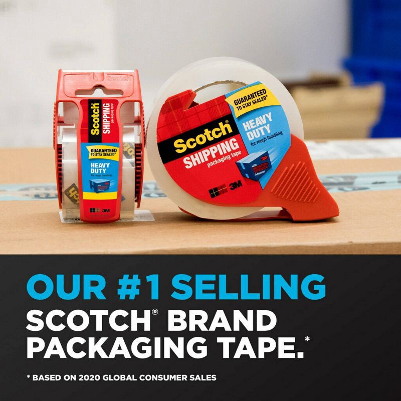 slide 12 of 15, Scotch Heavy Duty Shipping Packing Tape, Strong Seal on All Box Types, 1.88 in. x 54.6 yd., 1 Tape Roll with Dispenser, 1 ct