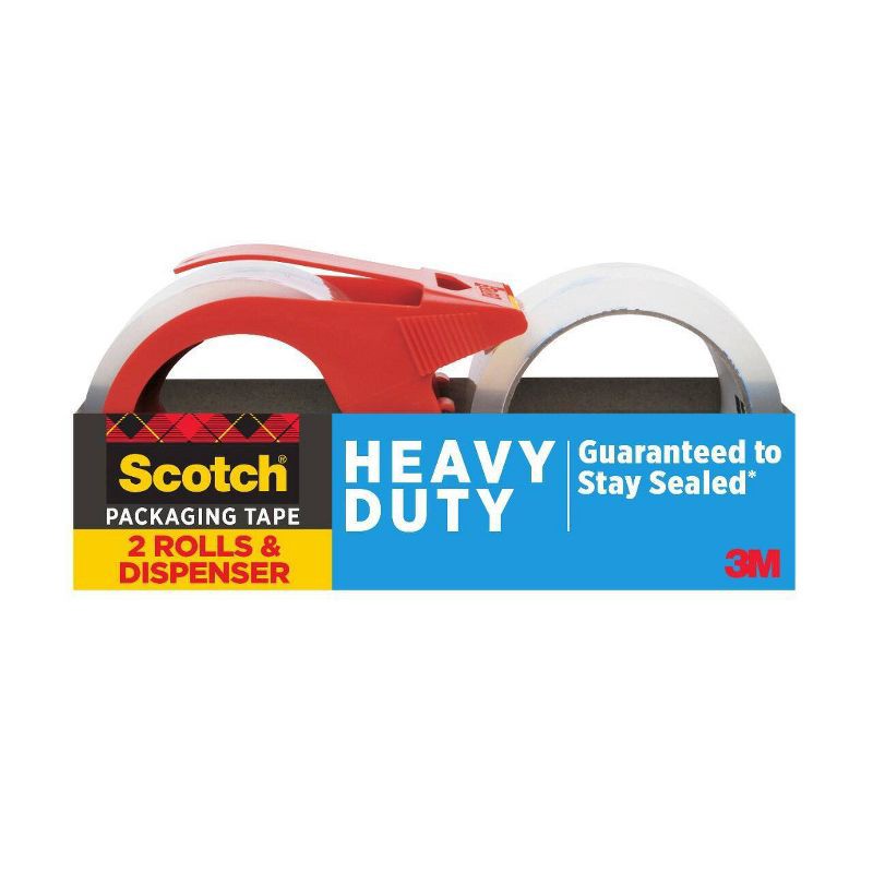 slide 2 of 15, Scotch 2pk Heavy Duty Packaging Tape with Dispenser, 2 ct