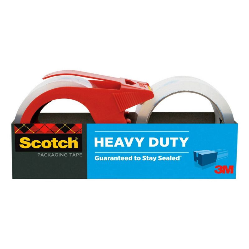 slide 1 of 14, Scotch 2pk Heavy Duty Packaging Tape with Dispenser, 2 ct