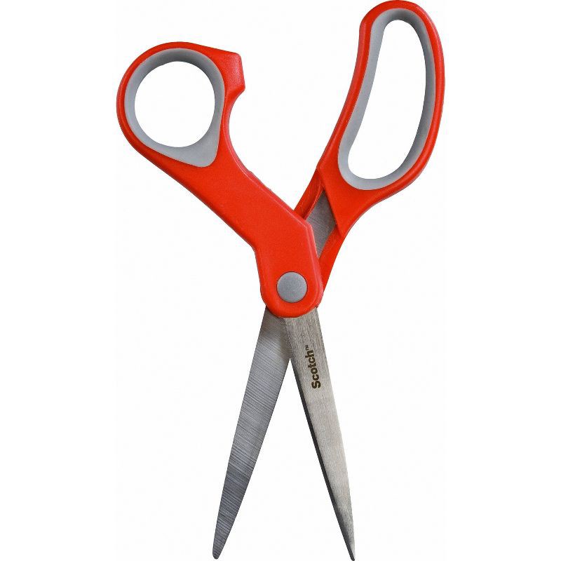 slide 12 of 14, Scotch 2pk Multi-Purpose 8" Scissors: Stainless Steel, Office & School, Wrapping, Non-Powered Desk Tools, Red, 2 ct