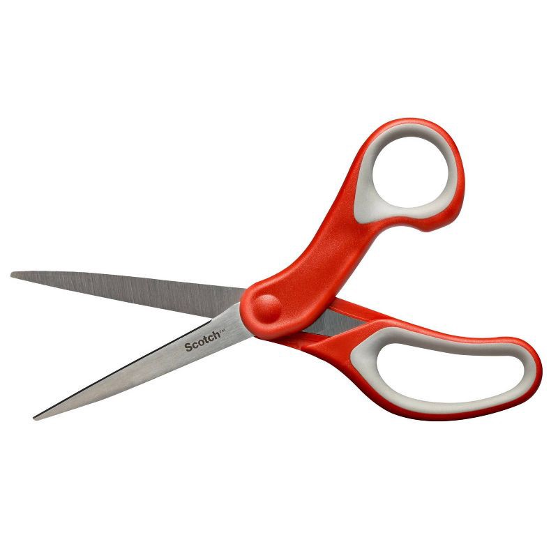 slide 13 of 14, Scotch 2pk Multi-Purpose 8" Scissors: Stainless Steel, Office & School, Wrapping, Non-Powered Desk Tools, Red, 2 ct