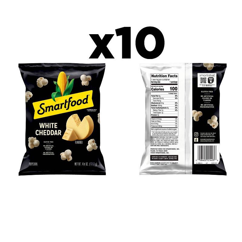 slide 3 of 7, Smartfood White Cheddar Cheese Flavored Popcorn Multipack - 6.25oz/10ct, 6.25 oz, 10 ct