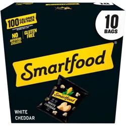 Smartfood White Cheddar Cheese Flavored Popcorn Multipack - 6.25oz/10ct: Gluten-Free, No Artificial Flavors