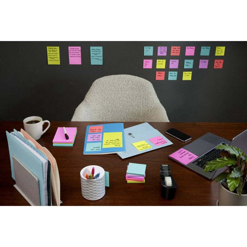 slide 11 of 24, Post-it® Super Sticky Notes, 4 in. x 6 in., Supernova Neons Collection, 4 Pads/Pack, 45 Sheets/Pad, Lined, 1 ct