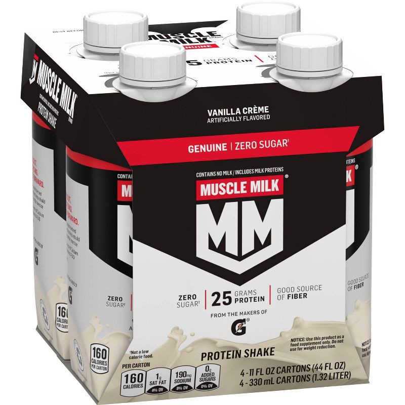 slide 2 of 5, Muscle Milk Protein Shake - Vanilla Crème - 11 fl oz/4pk, 4 ct; 11 fl oz