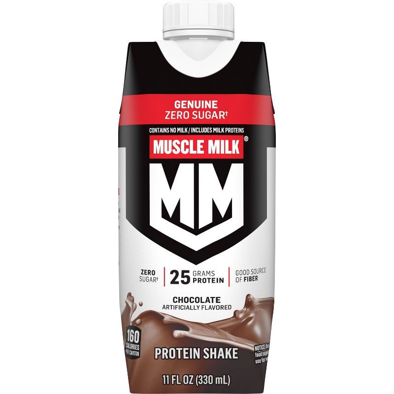 slide 3 of 5, Muscle Milk Genuine Protein Shake - Chocolate - 11 fl oz/4pk, 4 ct; 11 fl oz