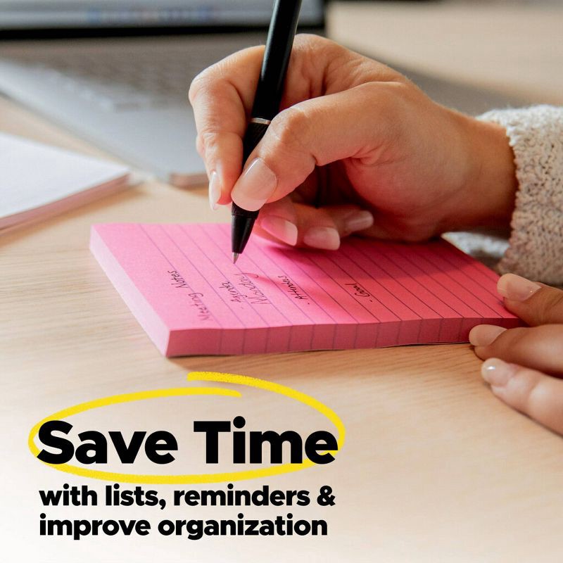 slide 7 of 11, Post-it 4pk 4" x 6" Lined Super Sticky Notes 45 Sheets/Pad - Canary Yellow, 4 ct, 45 sheets