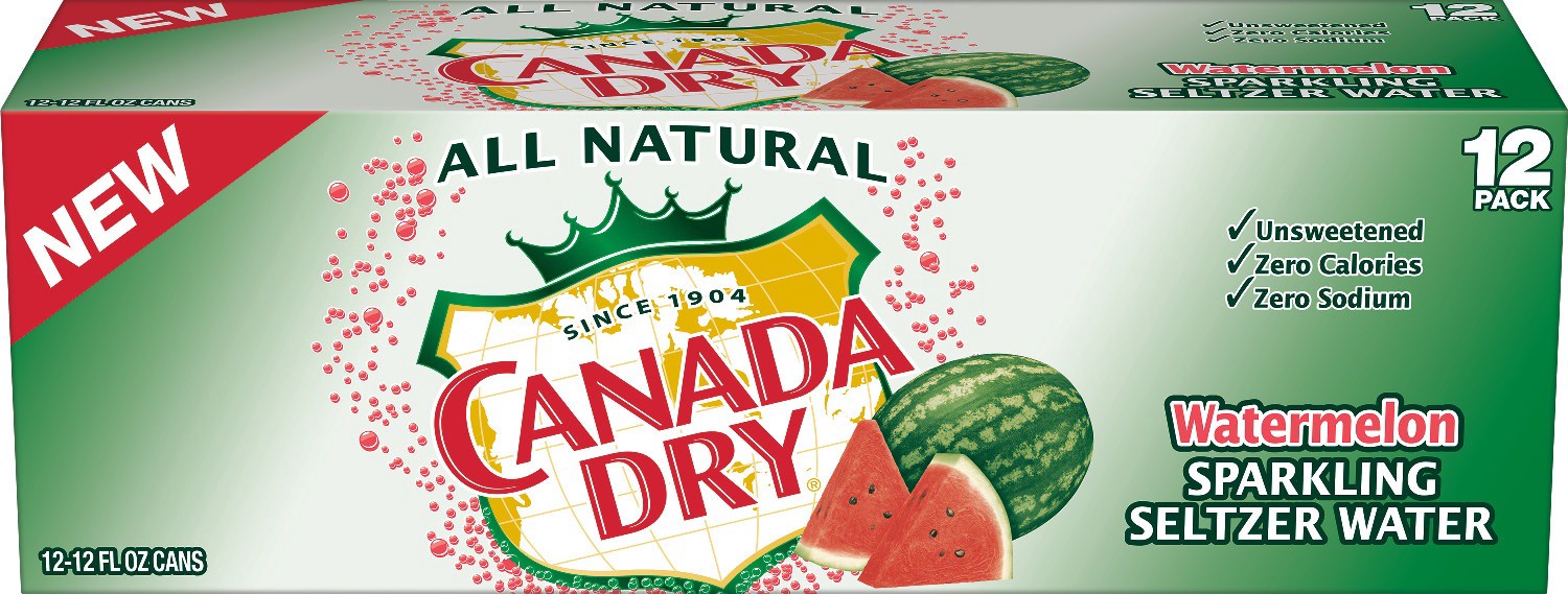 slide 1 of 2, Canada Dry Watermelon Sparkling Seltzer Water- 12 ct, 12 ct; 12 fl oz