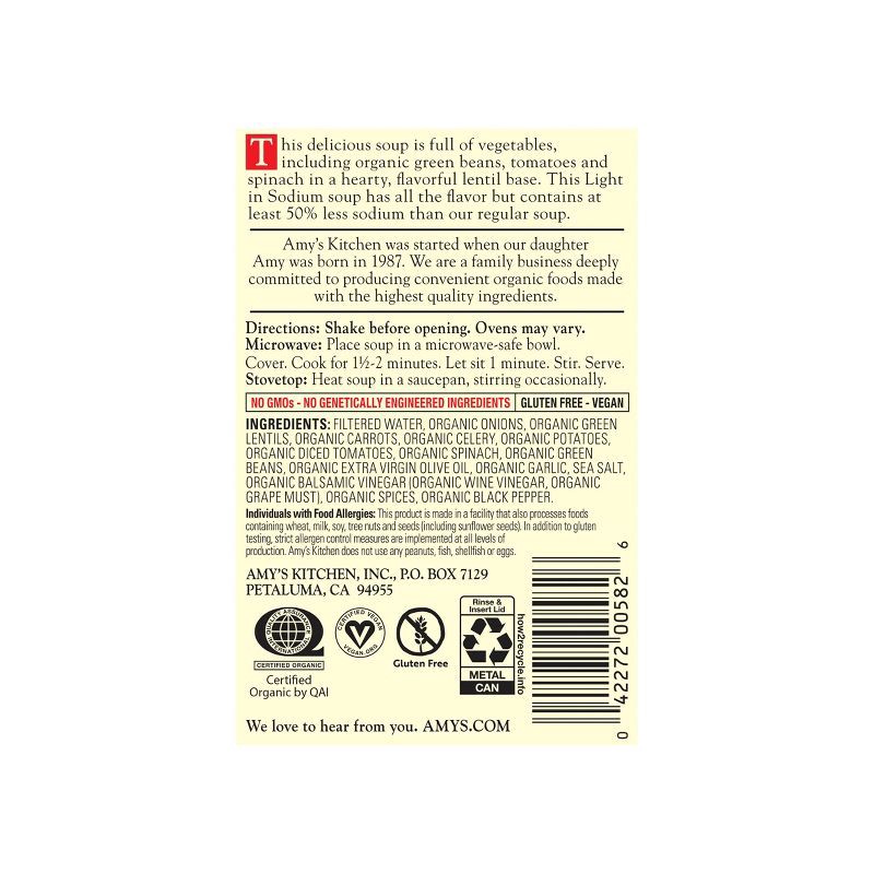 slide 2 of 10, Amy's Organic Gluten Free Low Sodium Lentil Vegetable Soup - 14.5oz, 14.5 oz