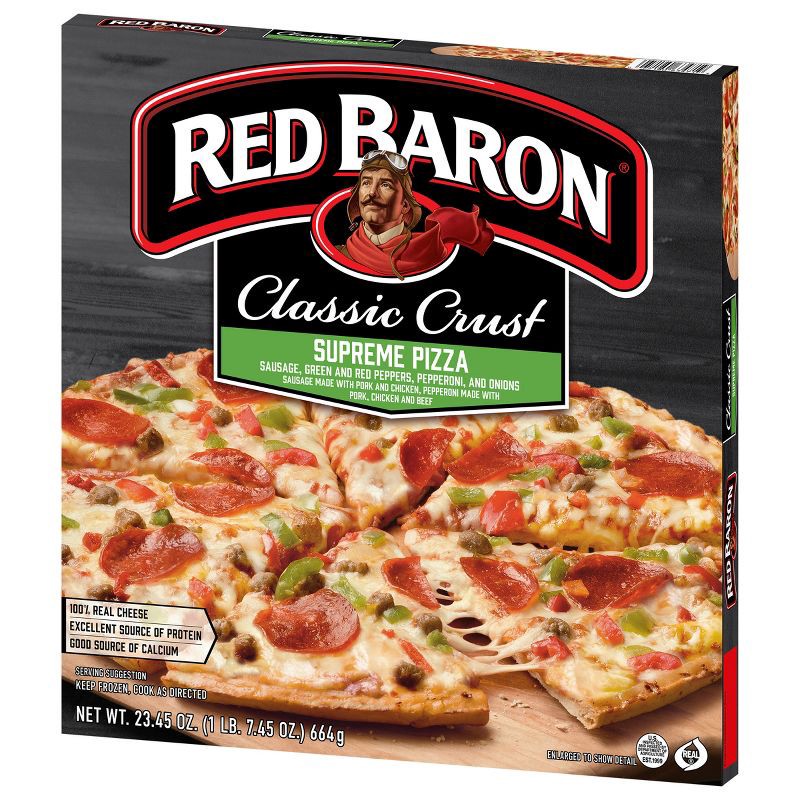 slide 2 of 10, Red Baron Supreme Classic Crust Frozen Pizza - 23.45oz, 23.45 oz