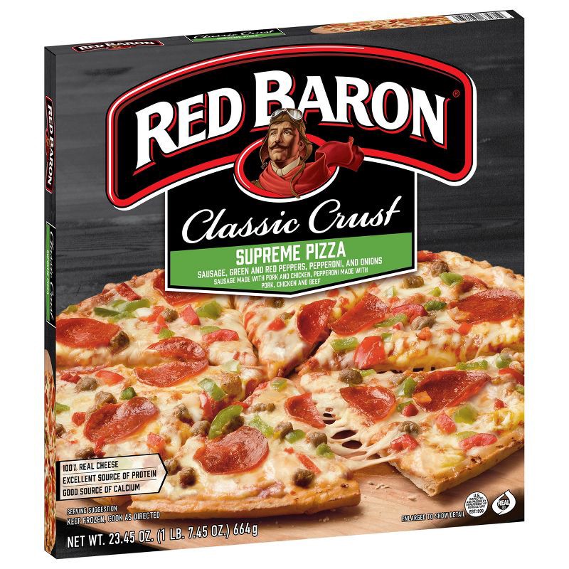 slide 3 of 10, Red Baron Supreme Classic Crust Frozen Pizza - 23.45oz, 23.45 oz