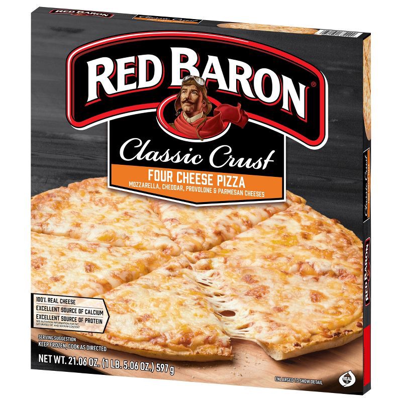 slide 2 of 8, Red Baron Four Cheese Classic Crust Frozen Pizza - 21.06oz, 21.06 oz