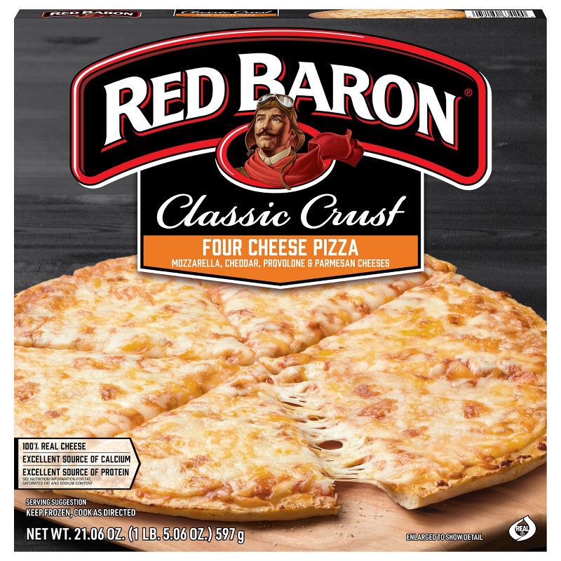 slide 1 of 8, Red Baron Four Cheese Classic Crust Frozen Pizza - 21.06oz, 21.06 oz