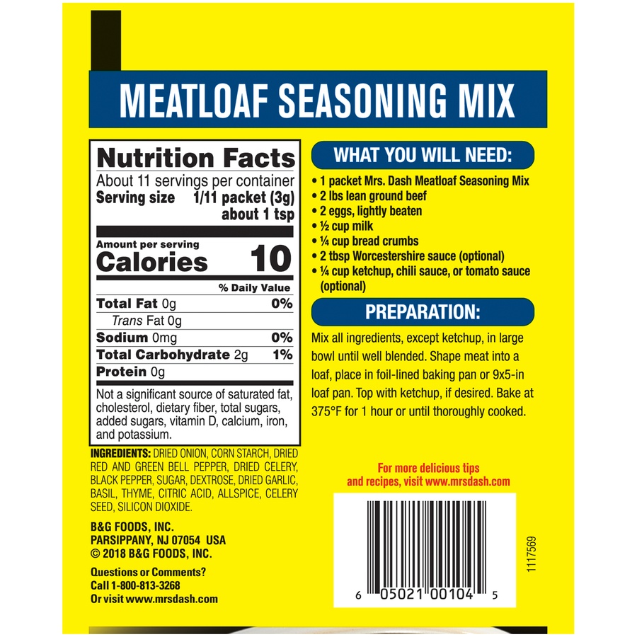 slide 2 of 4, Mrs. Dash Meatloaf Seasoning Mix, 1.25 oz