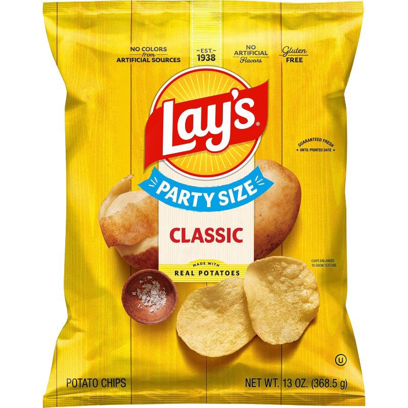 slide 1 of 8, Lay's Classic Party Size Potato Chips - 13oz, 13 oz