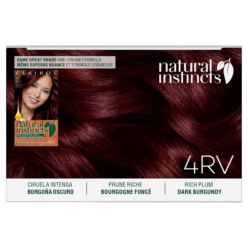 slide 3 of 9, Natural Instincts Clairol Demi-Permanent Hair Color Cream Kit - 4RV Dark Burgundy, Rich Plum, 1 ct