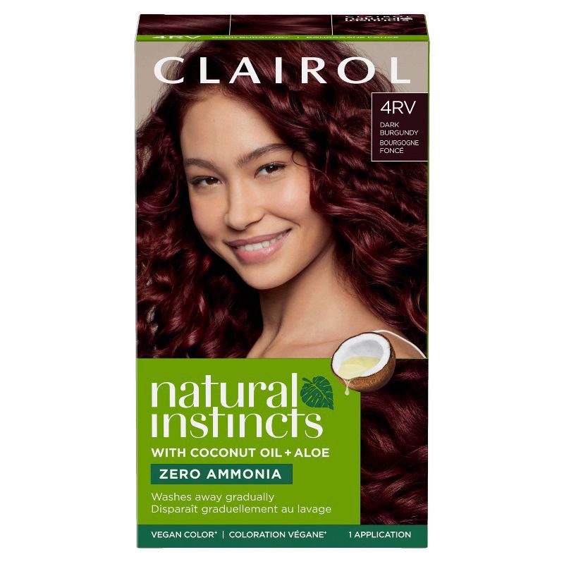 slide 1 of 9, Natural Instincts Clairol Demi-Permanent Hair Color Cream Kit - 4RV Dark Burgundy, Rich Plum, 1 ct