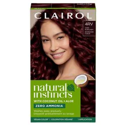 Natural Instincts Clairol Demi-Permanent Hair Color Cream Kit - 4RV Dark Burgundy, Rich Plum