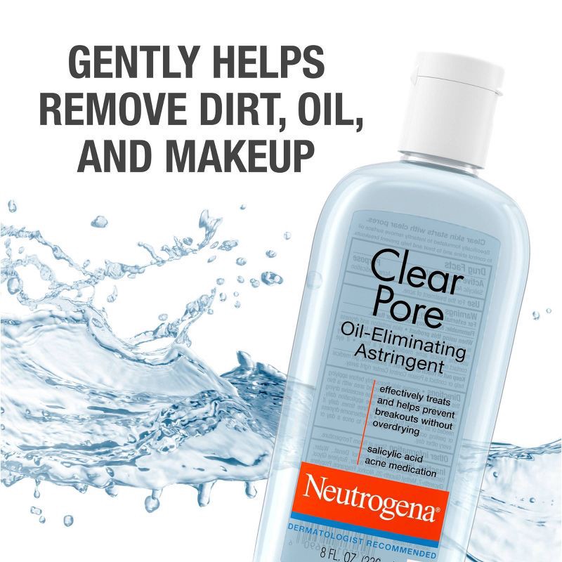 slide 4 of 8, Neutrogena Clear Pore Oil-Eliminating Facial Astringent, Pore Clearing Treatment for Acne-Prone Skin - 8 fl oz, 8 fl oz