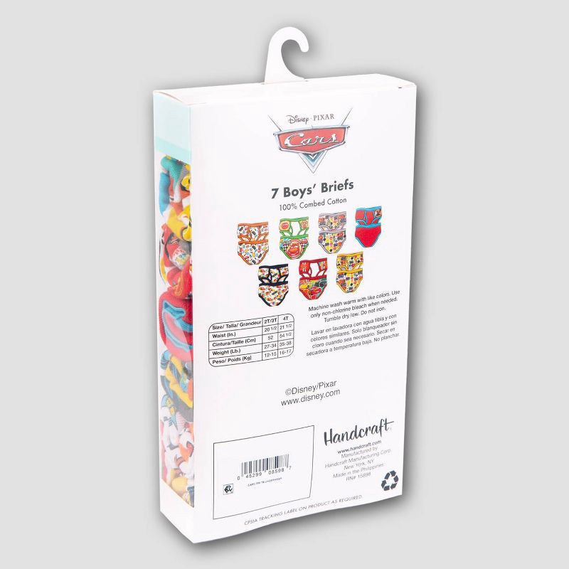 slide 4 of 7, Toddler Boys' 7pk Cars Underwear - 2T-3T: Disney Cotton Briefs, Full Waistband Elastic, 7 ct
