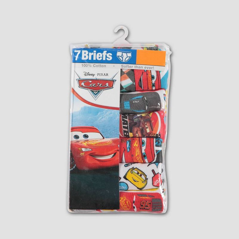 slide 7 of 7, Toddler Boys' 7pk Cars Underwear - 2T-3T: Disney Cotton Briefs, Full Waistband Elastic, 7 ct