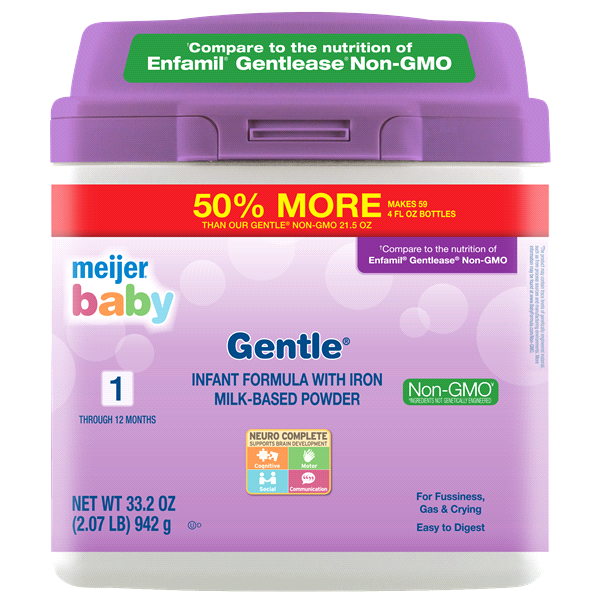 slide 1 of 1, Meijer Baby Value Size Gentle Infant formula with Iron, 33.2 oz