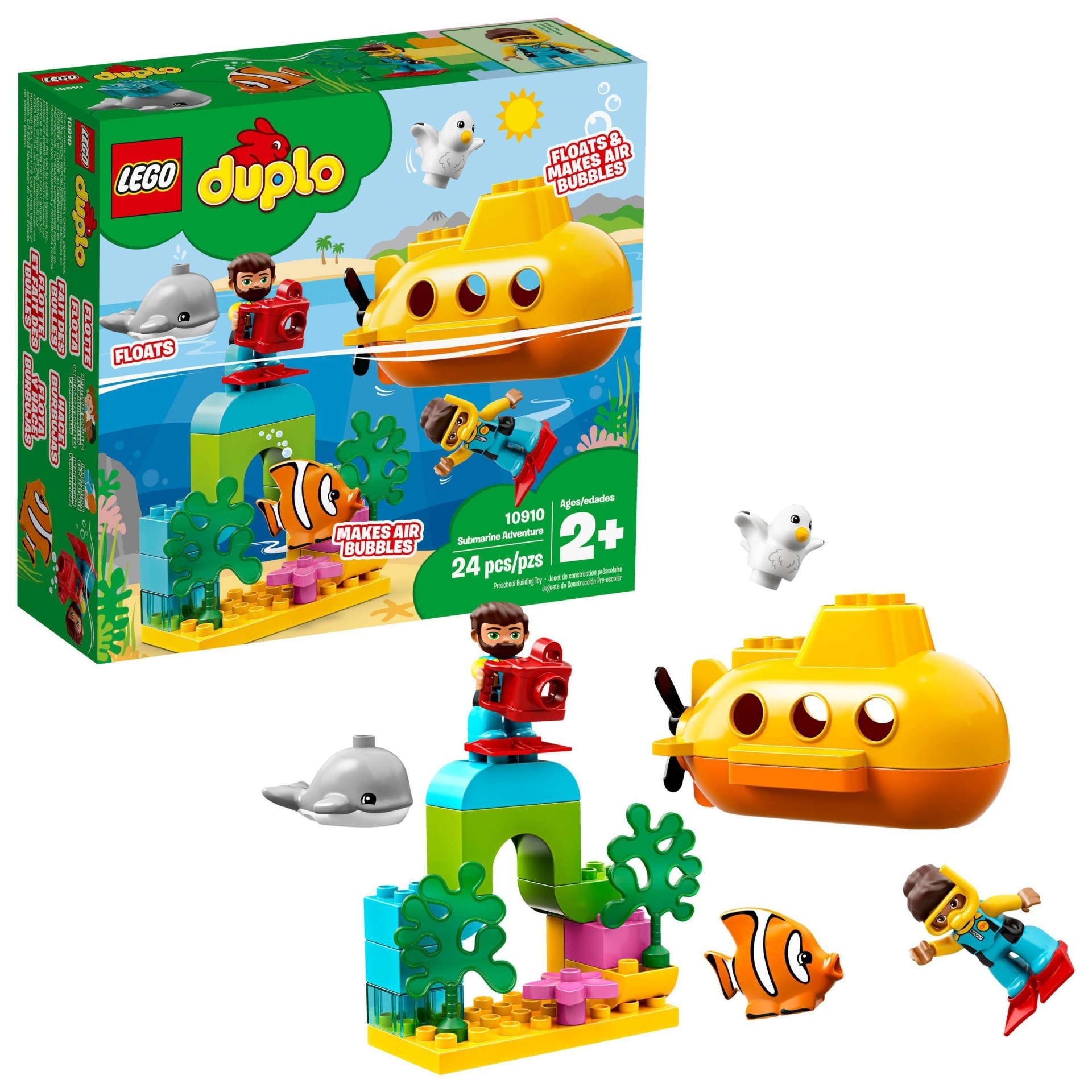 slide 1 of 7, LEGO DUPLO Submarine Adventure 10910 Bath Toy Building Set, 24 ct