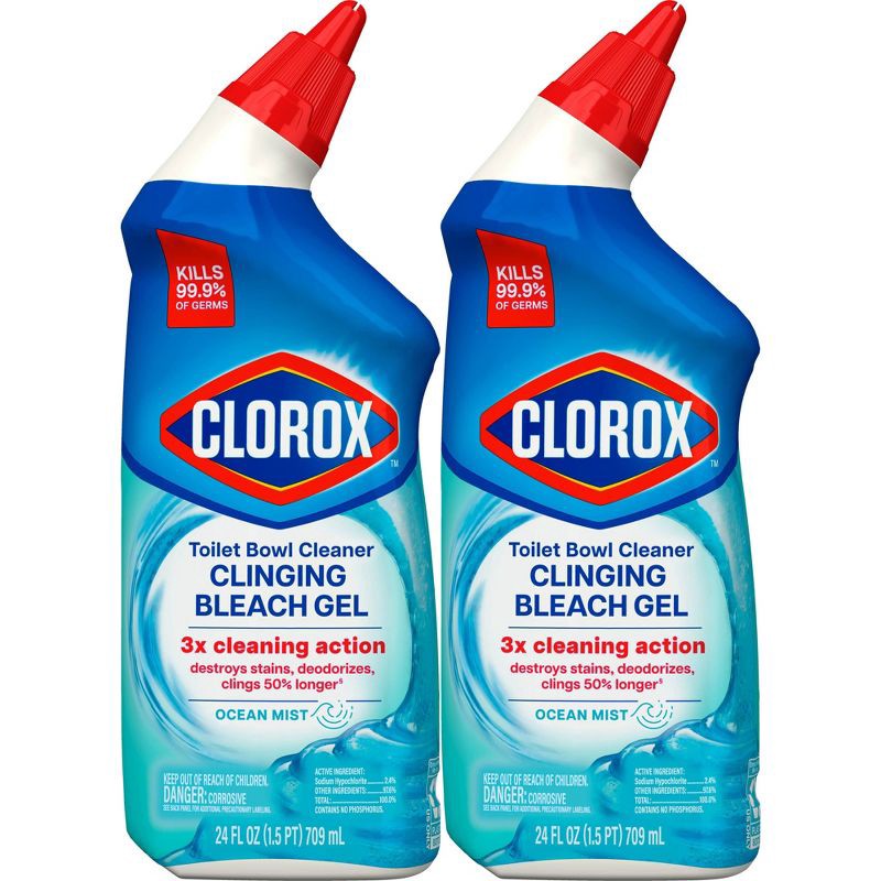 slide 12 of 18, Clorox Ocean Mist Toilet Bowl Cleaner Clinging Bleach Gel - 48 fl oz/2ct, 48 fl oz, 2 ct