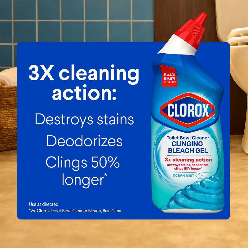 slide 4 of 18, Clorox Ocean Mist Toilet Bowl Cleaner Clinging Bleach Gel - 48 fl oz/2ct, 48 fl oz, 2 ct