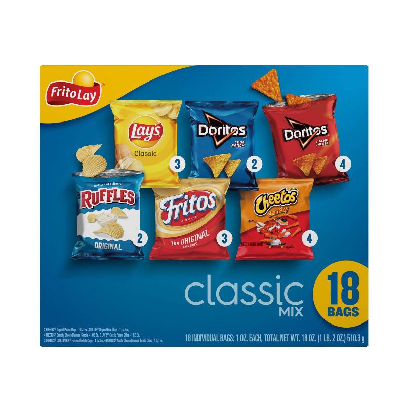 slide 2 of 11, Frito-Lay Variety Pack Classic Mix - 18ct, 18 ct