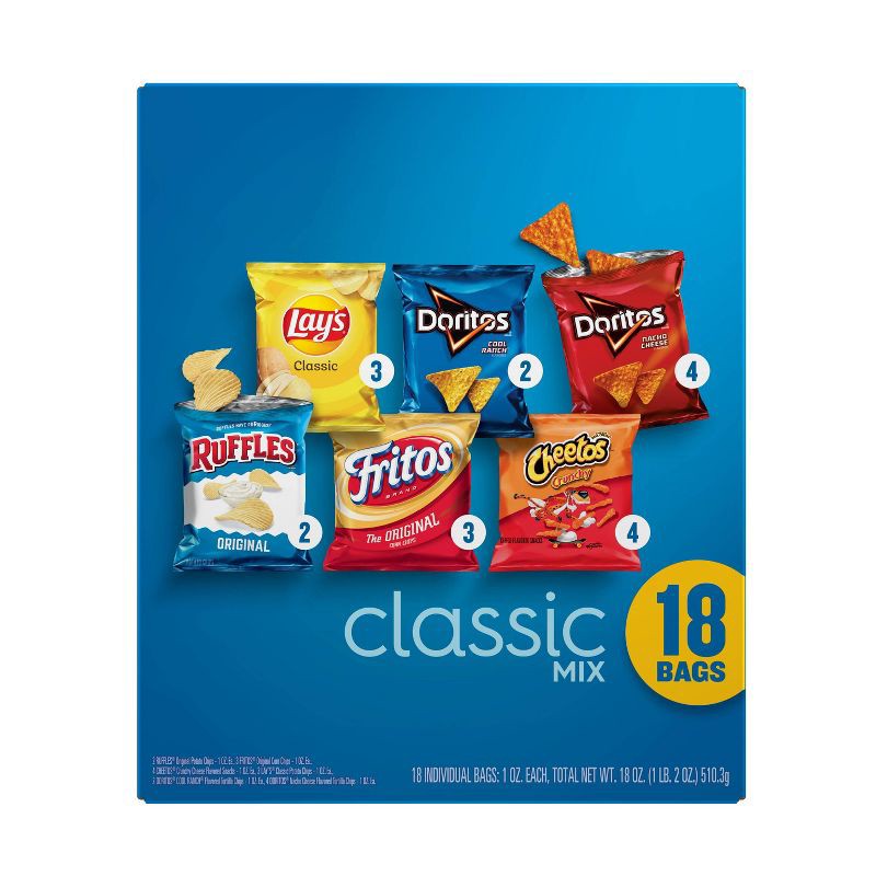 slide 2 of 11, Frito-Lay Variety Pack Classic Mix - 18ct, 18 ct
