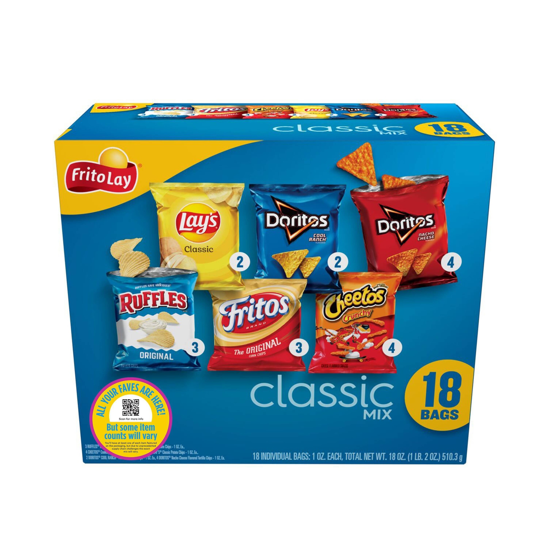 slide 1 of 11, Frito-Lay Variety Pack Classic Mix - 18ct, 18 ct
