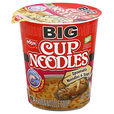 slide 1 of 1, Nissin Big Cup Noodles Shrimp Flavor Ramen Noodle Soup, 2.82 oz