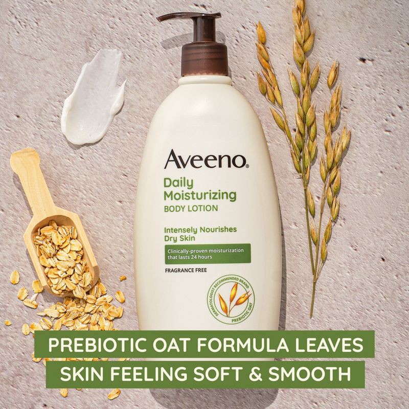 slide 3 of 8, Aveeno Daily Moisturizing Lotion For Dry Skin - Fragrance Free - 8 fl oz, 8 fl oz