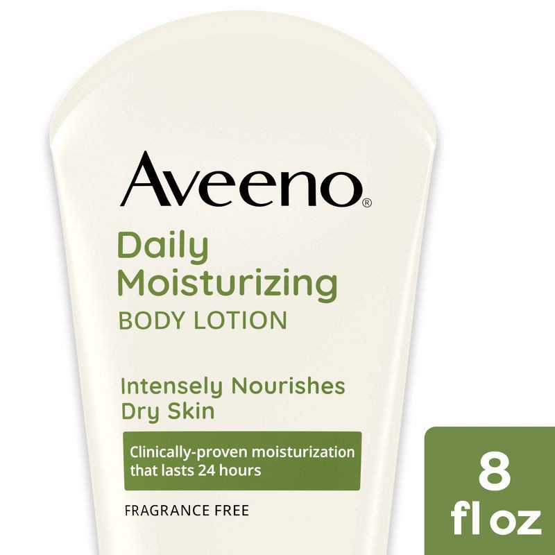 slide 1 of 8, Aveeno Daily Moisturizing Lotion For Dry Skin, Fragrance Free, 8oz, 8 oz