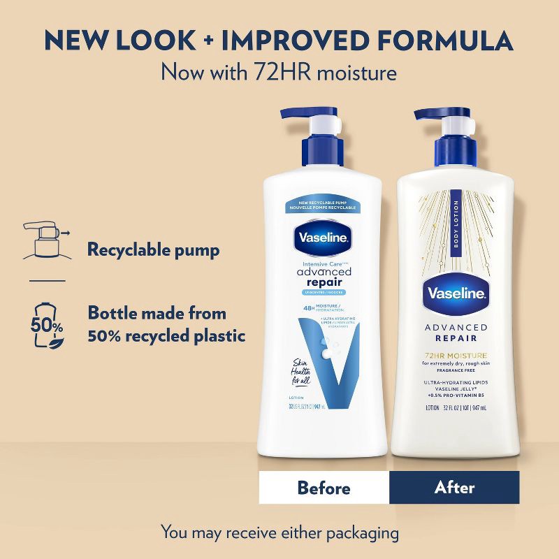 slide 3 of 8, Vaseline Intensive Care Moisturizing Advance Repair Body Lotion - Unscented - 32 fl oz, 32 fl oz