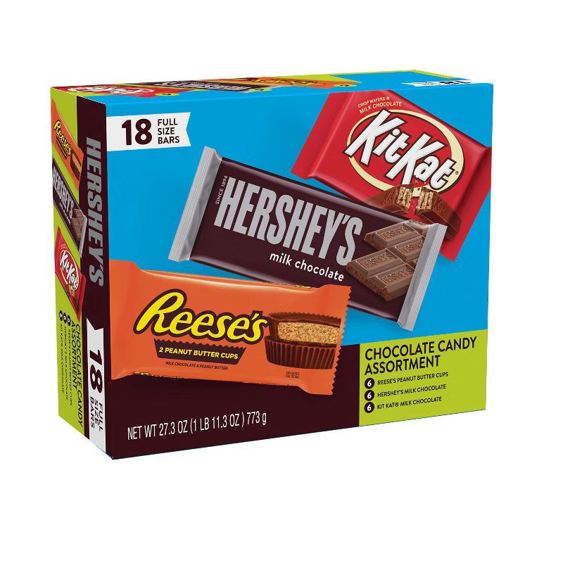 slide 2 of 7, Reese's, Hershey's and Kit Kat Milk Chocolate Candy Bars Variety Pack - 18ct, 18 ct