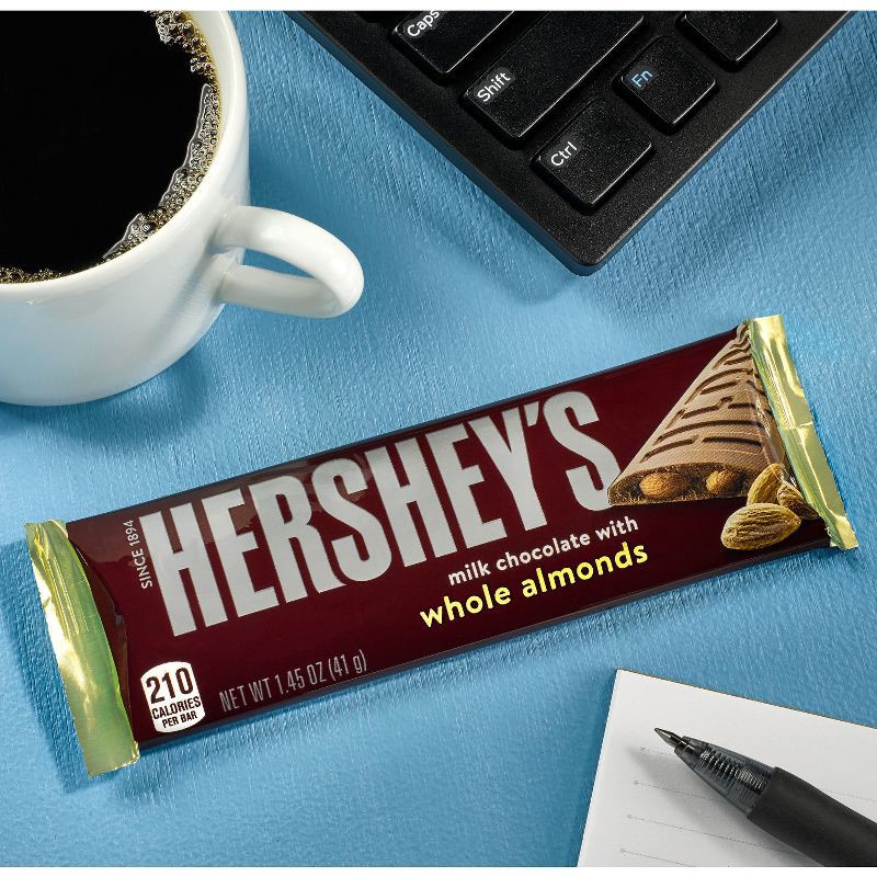 slide 5 of 7, Hershey's Milk Chocolate with Almonds Candy Bar - 1.45oz, 1.45 oz