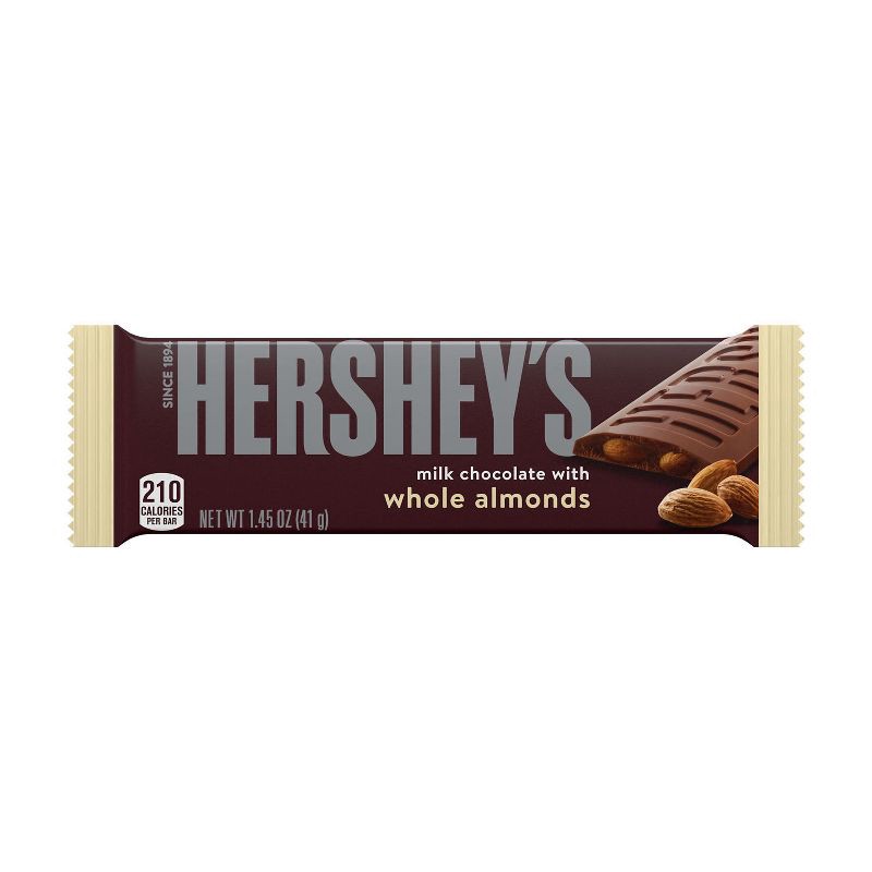 slide 1 of 6, Hershey's Milk Chocolate with Almonds Candy Bar - 1.45oz, 1.45 oz