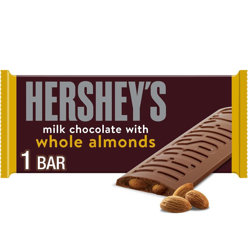 slide 1 of 7, Hershey's Milk Chocolate with Almonds Candy Bar - 1.45oz, 1.45 oz