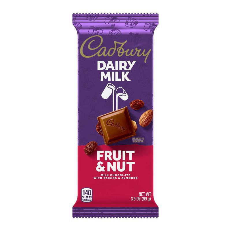 slide 2 of 7, Cadbury Dairy Milk Fruit & Nut Chocolate Candy Bar - 3.5oz, 3.5 oz