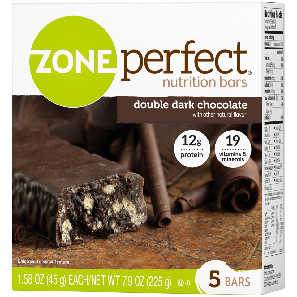 slide 3 of 4, Zone Perfect Nutrition Bars, Double Dark Chocolate, 5 ct