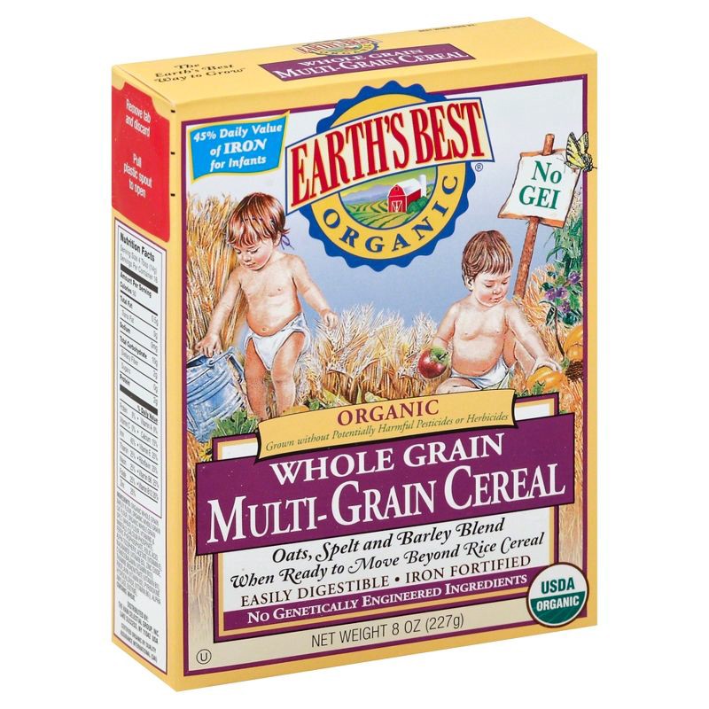 slide 2 of 3, Earth's Best Organic Whole Grain Multi-Grain Baby Cereal - 8oz, 8 oz
